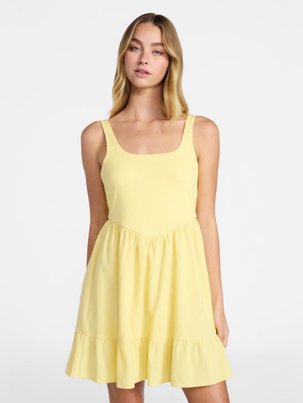 No Boundaries Lemon Ice Mixed Media Mini Dress Size M NWT